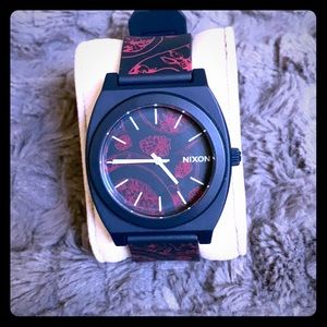 Nixon Time Teller Watch Matte Navy w/ pink Paisly